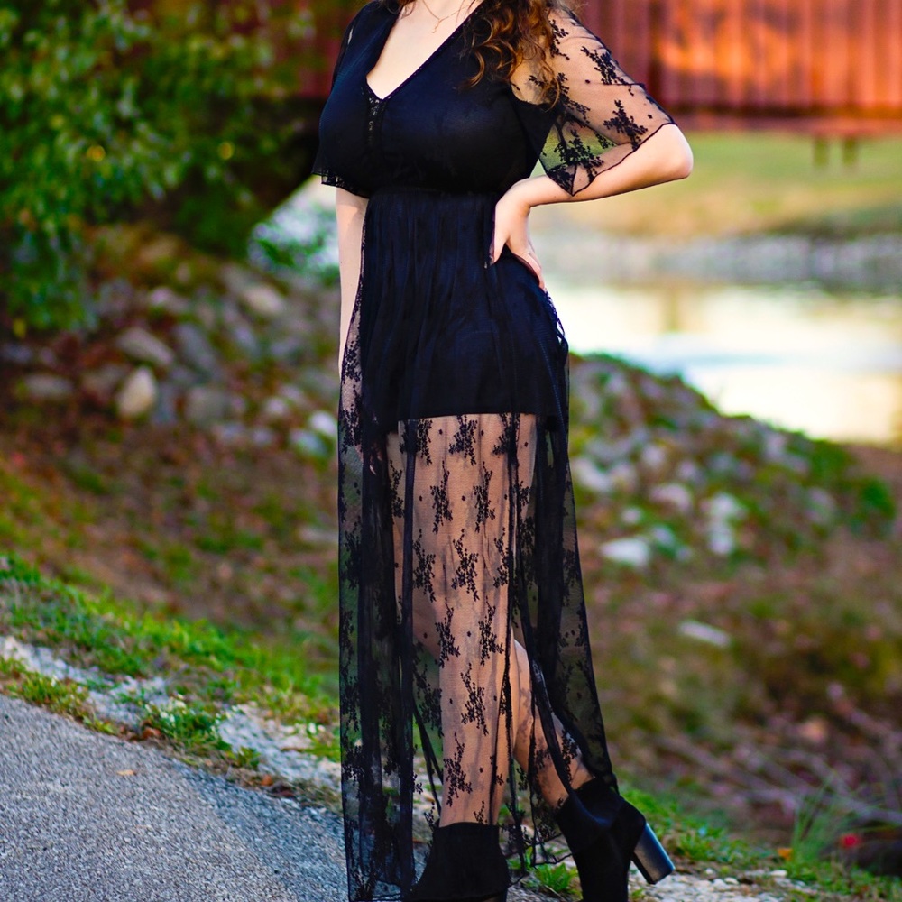 L LOVE Romper w/ attached lace overskirt